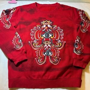 Vibrant Red Kenzo Paris Graphic Crewneck Sweatshirt